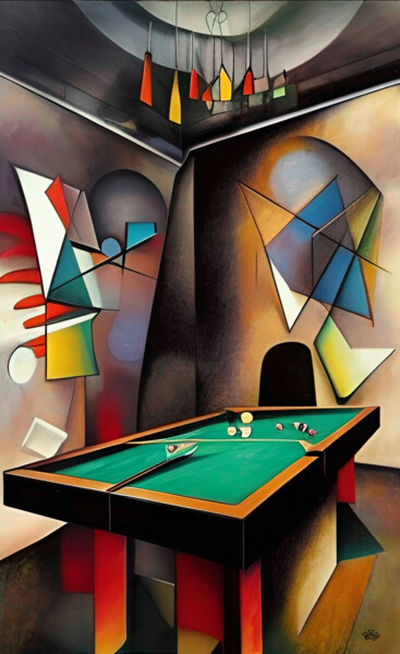 Billiards. Break from poker Peinture intitulée "Billiards. Break fr…" par Anna Alekberova, Œuvre d'art originale, Huile