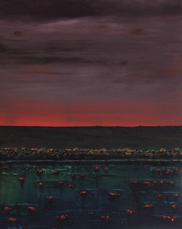 Painting titled "Sleeping Pond" by Serguei Borodouline, Original Artwork, Oil