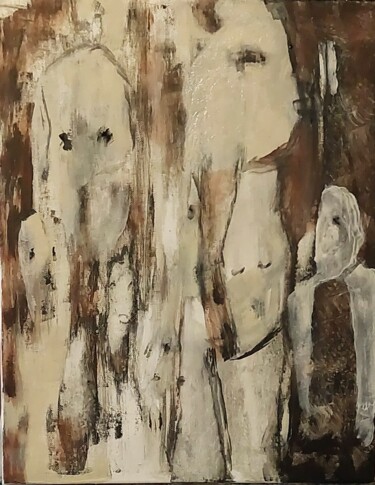 绘画 标题为“Multitude” 由Monique Morellec, 原创艺术品, 丙烯 安装在木质担架架上