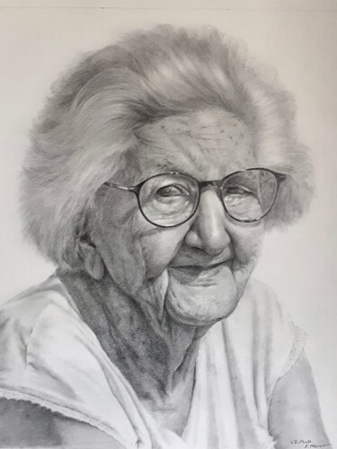 Desenho intitulada "L'aieule" por Alain Masset, Obras de arte originais, Lápis