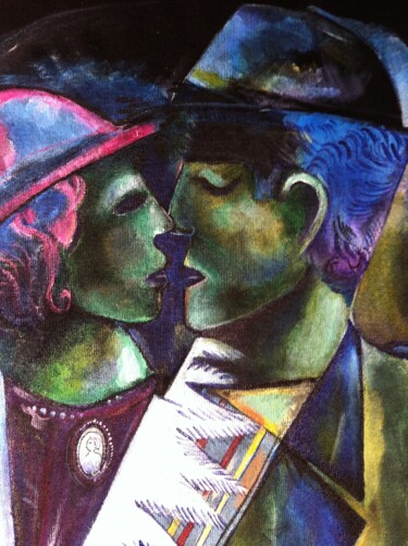 Painting titled ""GLI INNAMORATI IN…" by Silvana Bracchi, Original Artwork, Pigments