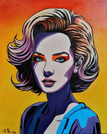 绘画 标题为“Portrait pop art, h…” 由Steivan Loundou, 原创艺术品, 油 安装在木质担架架上