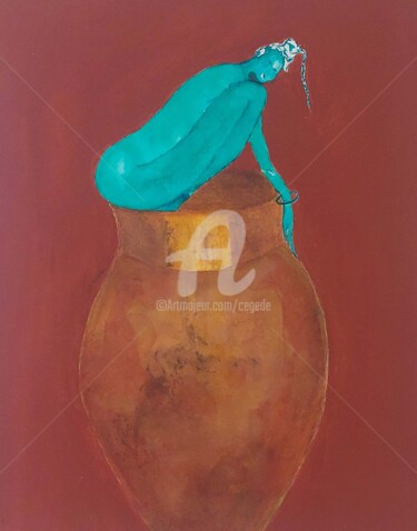 Peinture intitulée "Le veilleur de jade" par Cegede, Œuvre d'art originale, Acrylique