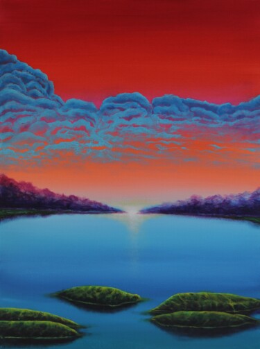Картина под названием "Sunset in Red" - Serguei Borodouline, Подлинное произведение искусства, Акрил