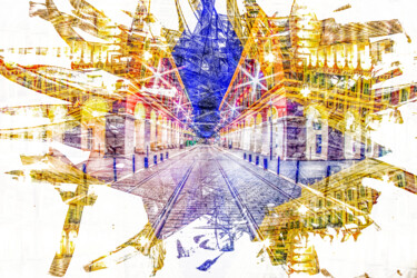 Photography titled "Les Voies du Tram" by Frederic Bos, Original Artwork, Digital Photography