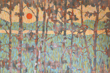 Schilderij getiteld "Through the Pine Br…" door Ekaterina Prisich, Origineel Kunstwerk, Acryl