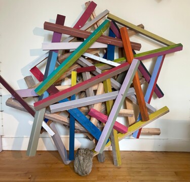 Sculpture intitulée "Mikados tasseaux" par Thierry Texier, Œuvre d'art originale, Bois