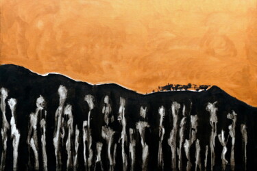 Malerei mit dem Titel "In Erwartung" von Herbert Wiedergut, Original-Kunstwerk, Acryl Auf Keilrahmen aus Holz montiert
