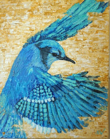 绘画 标题为“Blue Jay.” 由Galina Vasiljeva, 原创艺术品, 丙烯