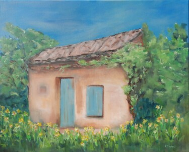 Painting titled "Le cabanon sous le…" by Florence Trottoli, Original Artwork, Acrylic