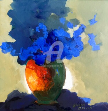 Pittura intitolato "Le vase Chinois" da Eliane Boivin, Opera d'arte originale, Olio Montato su Telaio per barella in legno