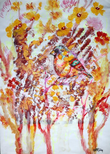 Schilderij getiteld "Fantasy with Flower…" door Rakhmet Redzhepov, Origineel Kunstwerk, Aquarel