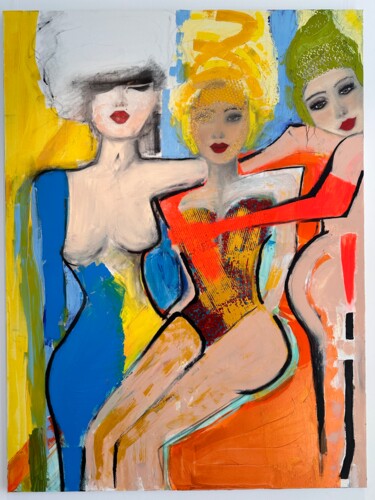 Malerei mit dem Titel "Die drei Grazien" von Eda Groneberg, Original-Kunstwerk, Öl Auf Keilrahmen aus Holz montiert