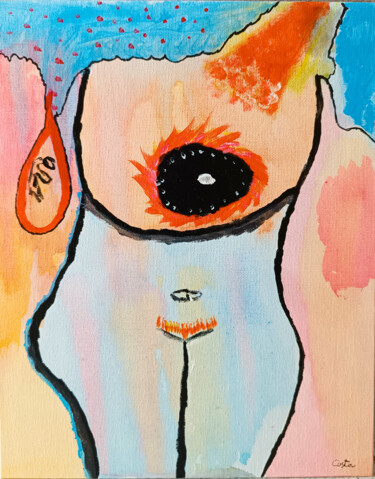 绘画 标题为“The Woman's Eye” 由Luca Costamagna, 原创艺术品, 丙烯 安装在木板上