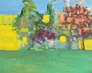 Schilderij getiteld "The Long Yellow Hou…" door Elena Kovalskaia, Origineel Kunstwerk, Olie