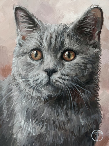 Schilderij getiteld "Cat 41" door Olia Tomkova, Origineel Kunstwerk, Acryl