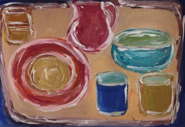 Painting titled "Breakfast tray" by Natalya Mougenot, Original Artwork, Acrylic