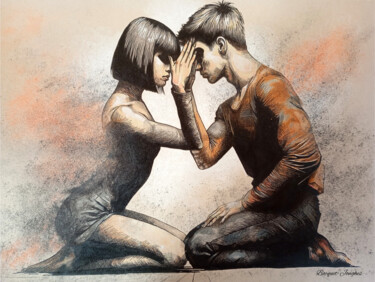 Undisclosed Feelings Disegno intitolato "Undisclosed Feelings" da Virginie Bocquet-Jonghes, Opera d'arte originale, Matite colorate