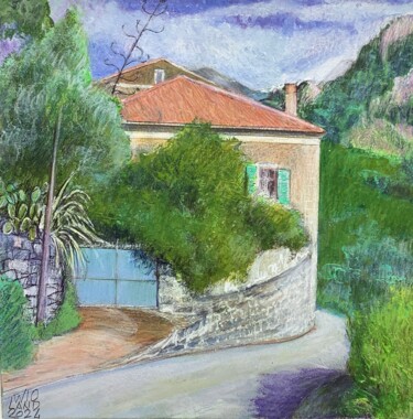 Peinture intitulée "Paysage bord de rou…" par Frederic Wioland, Œuvre d'art originale, Acrylique Monté sur Panneau de bois