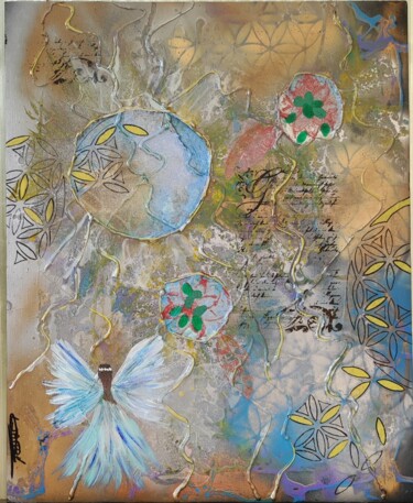 Schilderij getiteld "rêverie féérique" door Laetitia Jaffré, Origineel Kunstwerk, Acryl