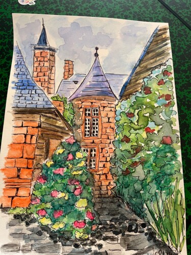 Peinture intitulée "Collonge la rouge" par Clémence Renault, Œuvre d'art originale, Aquarelle