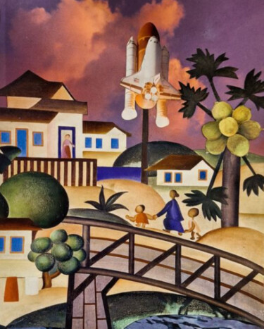 Collages intitulée "O Foguete" par Adriana Benatti, Œuvre d'art originale, Collages Monté sur Carton