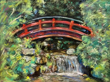 绘画 标题为“"Le pont rouge de l…” 由Dimitri Vincent, 原创艺术品, 粉彩