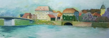 Malerei mit dem Titel "Pays de Clerval" von Hervé Rayot, Original-Kunstwerk, Acryl Auf Keilrahmen aus Holz montiert