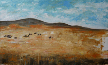 Prairie Peinture intitulée "Prairie" par Lionel Le Jeune, Œuvre d'art originale, Huile Monté sur Châssis en bois