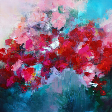 Peinture intitulée "Massif rose" par Marianne Quinzin, Œuvre d'art originale, Acrylique Monté sur Châssis en bois