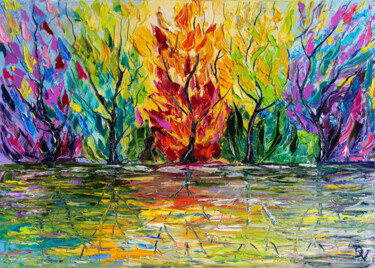 Painting titled "Fall is coming" by Vladyslav Durniev, Original Artwork, Oil Mounted on Wood Stretcher frame