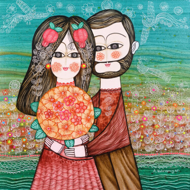 Blossoms of Love Malerei mit dem Titel "Blossoms of Love" von Armen Vahramyan, Original-Kunstwerk, Öl Auf Keilrahmen aus Holz montiert