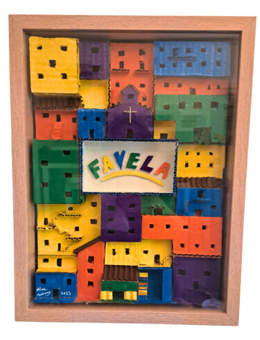 Échos des Favelas : Sculptures Urbaines en Carton 雕塑 标题为“Échos des Favelas :…” 由Métal Renaissance Urbaine, 原创艺术品, 纸板 安装在木板上