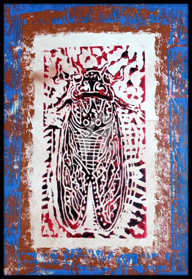 印花与版画 标题为“Malaucène” 由Christophe Flaugère, 原创艺术品, Linocuts 安装在artwork_cat.上