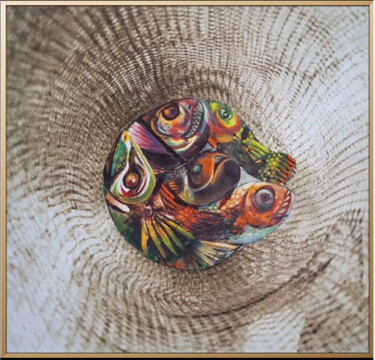 Collages titled "O mar não está para…" by Adriana Benatti, Original Artwork, Collages Mounted on Cardboard