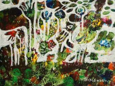 Painting titled "Horizon 2" by Simonida Djordjevic, Original Artwork, Acrylic Mounted on Wood Stretcher frame
