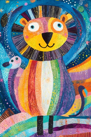 Digital Arts titled "Lion’s Patchwork Dr…" by Anna Burger, Original Artwork, Digital Collage