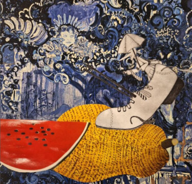 Collages intitulée "Pé na Jaca" par Adriana Benatti, Œuvre d'art originale, Collages Monté sur Carton