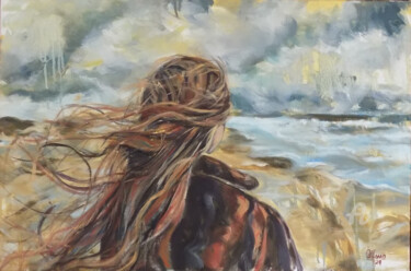 Painting titled "Vientos Calmos 01" by Analía Alfano, Original Artwork, Oil Mounted on Wood Stretcher frame