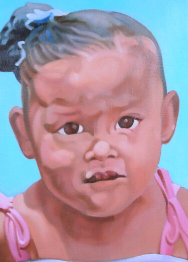 Painting titled "Little girl in the…" by Takuart, Original Artwork, Oil