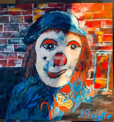 Peinture intitulée "Clown Bleu" par Yves Perrotte, Œuvre d'art originale, Acrylique