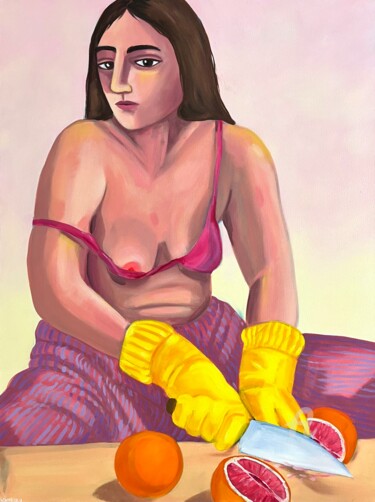 "Cut the crap" başlıklı Tablo Vanessa Van Meerhaeghe tarafından, Orijinal sanat, Petrol