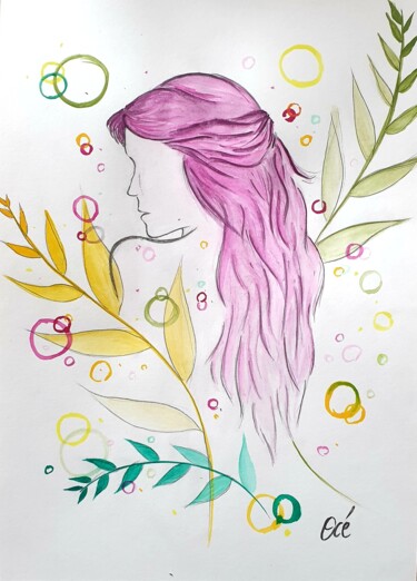 Les mystères féminins Peinture intitulée "Les mystères fémini…" par Océane Bourderotte, Œuvre d'art originale, Aquarelle