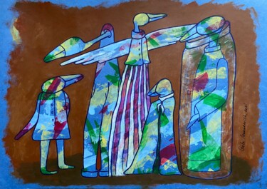Pintura intitulada "В семье" por Greta Makarevich, Obras de arte originais, Acrílico