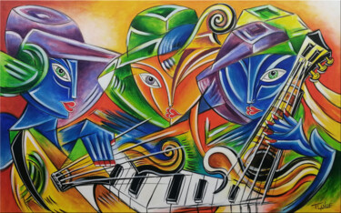 Peinture intitulée "Musical Trio #M283" par Thomas Lange, Œuvre d'art originale, Huile