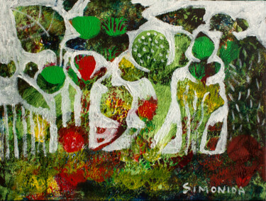 Painting titled "Horizon 3" by Simonida Djordjevic, Original Artwork, Acrylic Mounted on Wood Stretcher frame