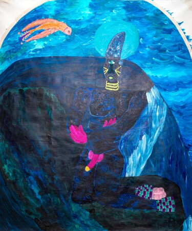 Connecting to the divine to say a gratitude prayer Painting titled "Connecting to the d…" by Pitcho, Original Artwork, Acrylic