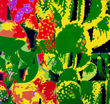 Malerei mit dem Titel "Mexicactus 1" von Christian Vidal, Original-Kunstwerk, Acryl Auf Holzplatte montiert