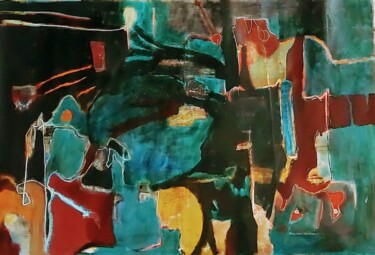 Peinture intitulée "Obscurité en marche" par Monique Morellec, Œuvre d'art originale, Acrylique