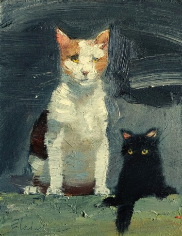 Pittura intitolato "They're eating the…" da Julia Elkina, Opera d'arte originale, Olio